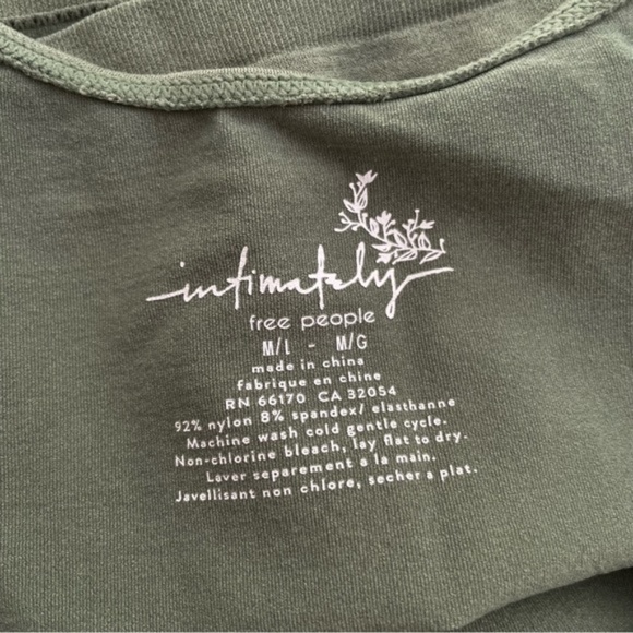 SOLD - Free People Intimately Scoop Crop Top Seamless Olive Green M/L - Picture 7 of 7
